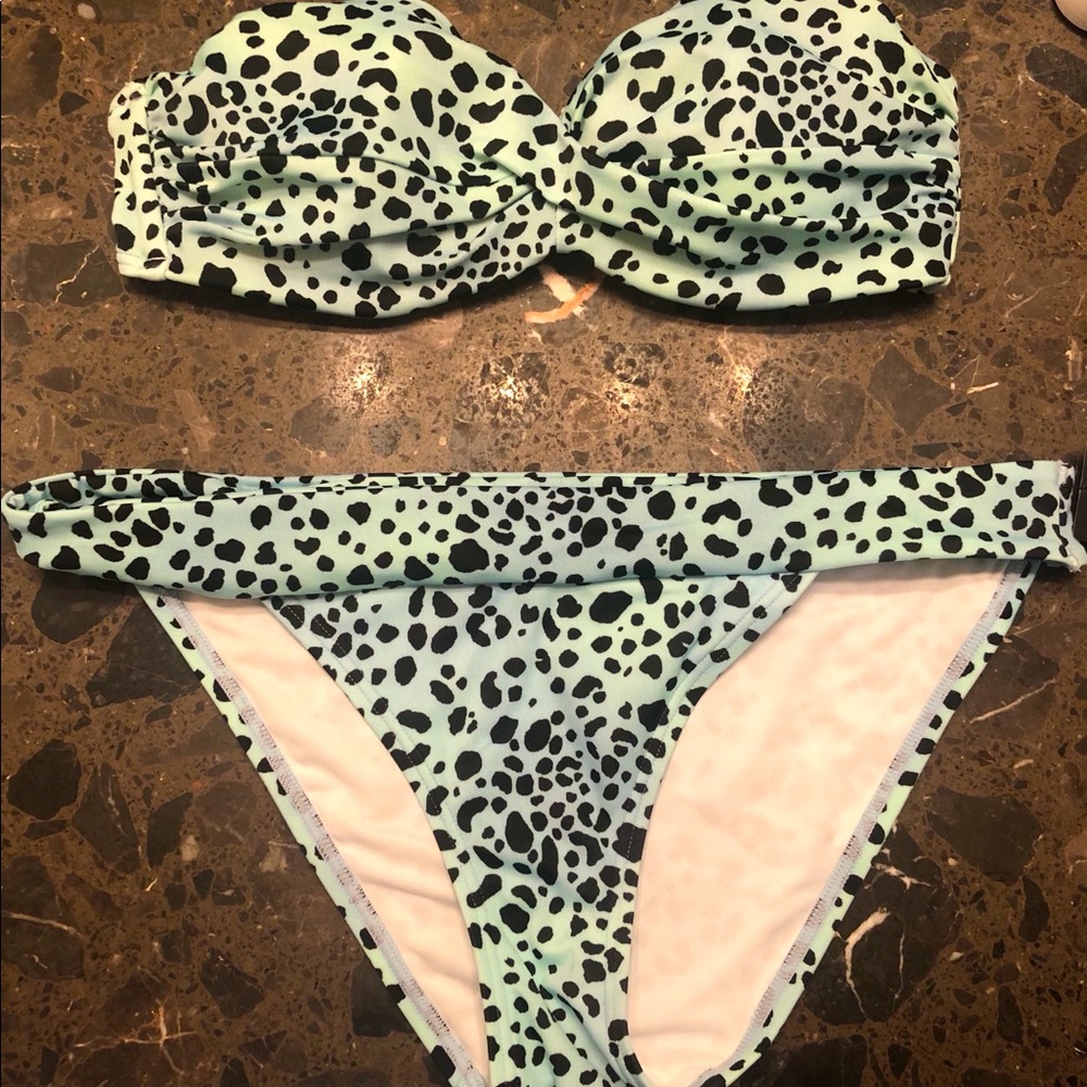 Victoria secret light blue leopard bikini